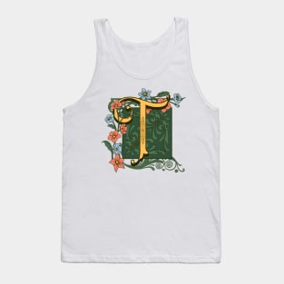 Art Nouveau Letter T, Ornamental Letter T, Art Deco Tank Top